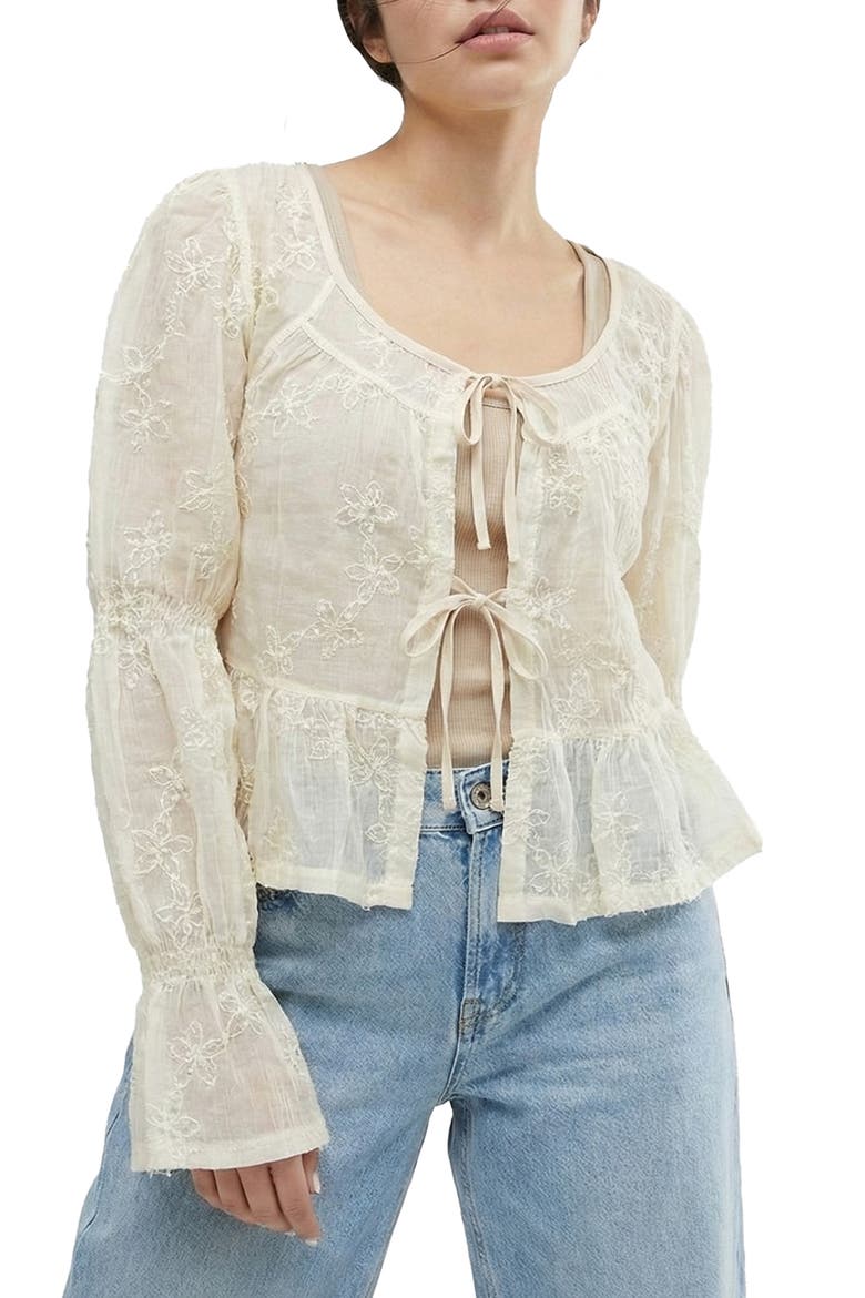 Tie Front Topper, Main, color, IVORY