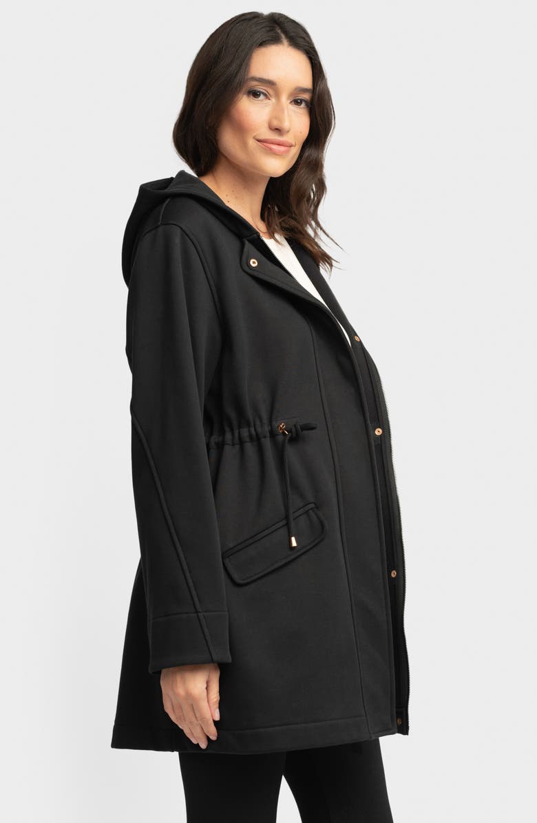Seraphine Fleece Back Jersey Hooded Maternity Coat, Alternate, color, 