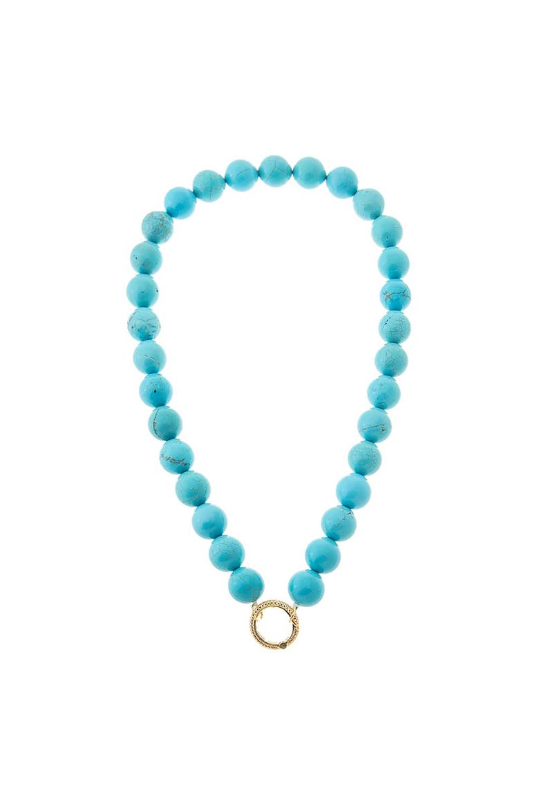Semi Precious Turquoise Large Bead Clicker Necklace, Main, color, Turquoise