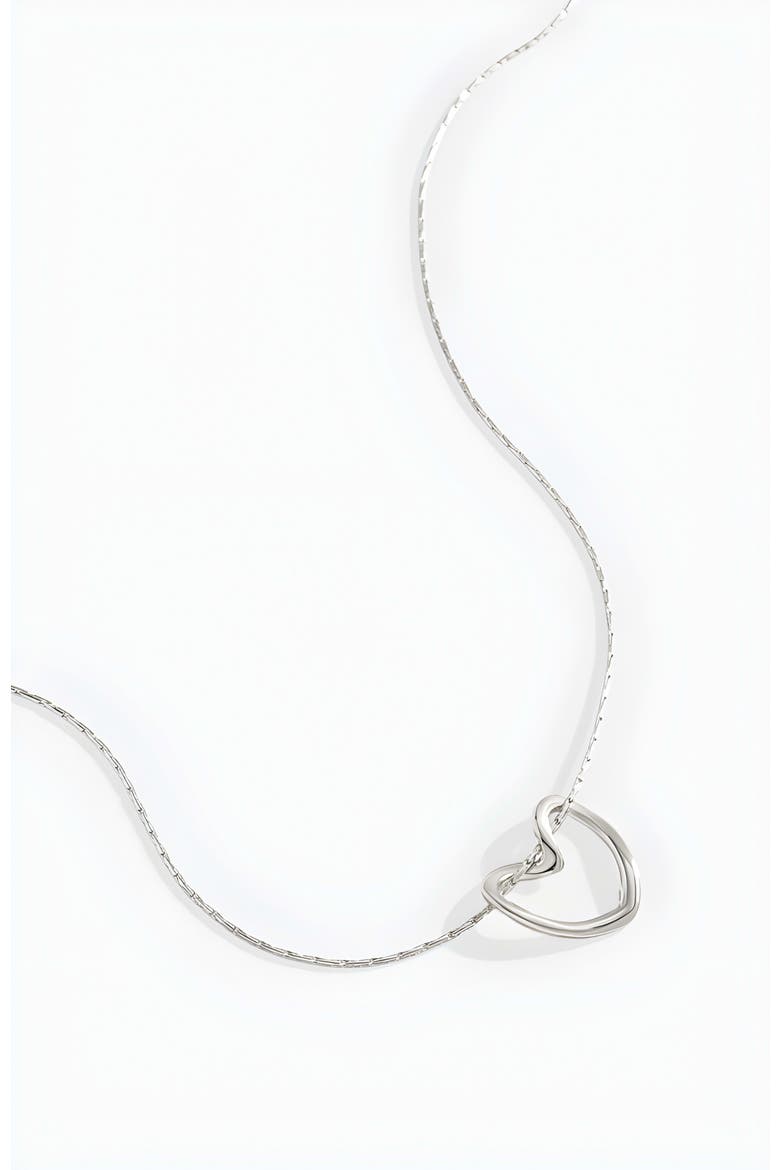 Open Heart Necklace, Alternate, color, Silver