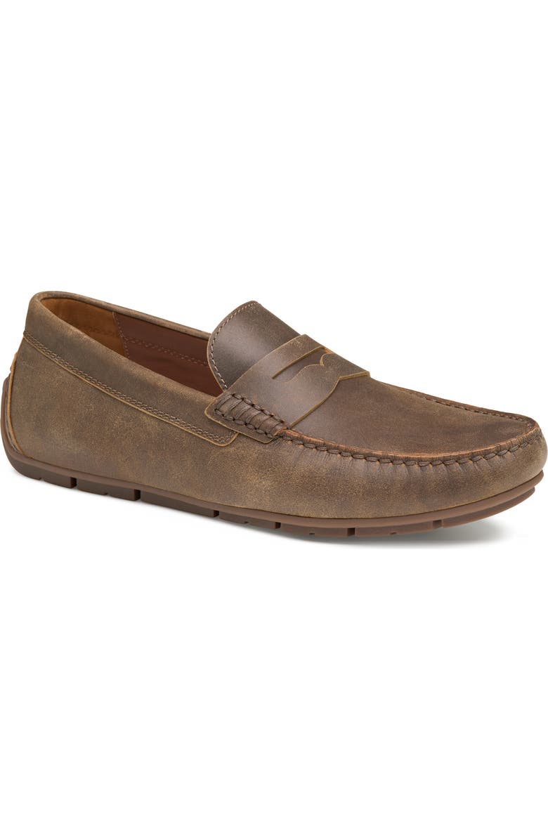 Johnston & Murphy Baldwin Driving Shoe, Main, color, Brown American Full Grain