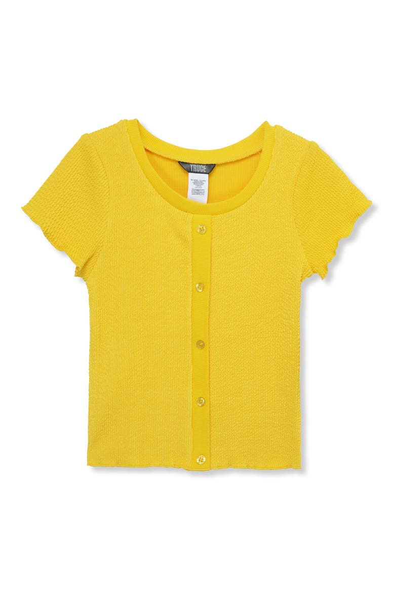 Kids' Textured Button Accent Top, Main, color, YELLOW