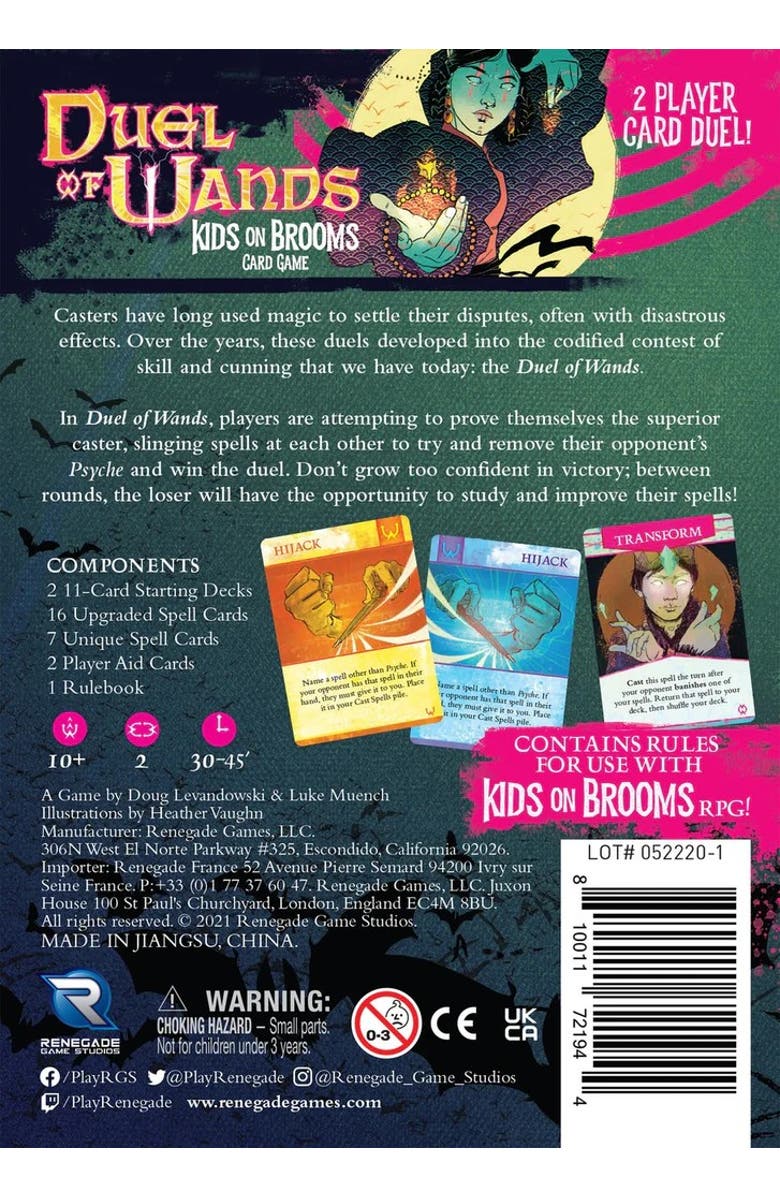 Renegade Game Studios Duel Of Wands Kids On Brooms Card Game, All Ages, Alternate, color, Multicolored