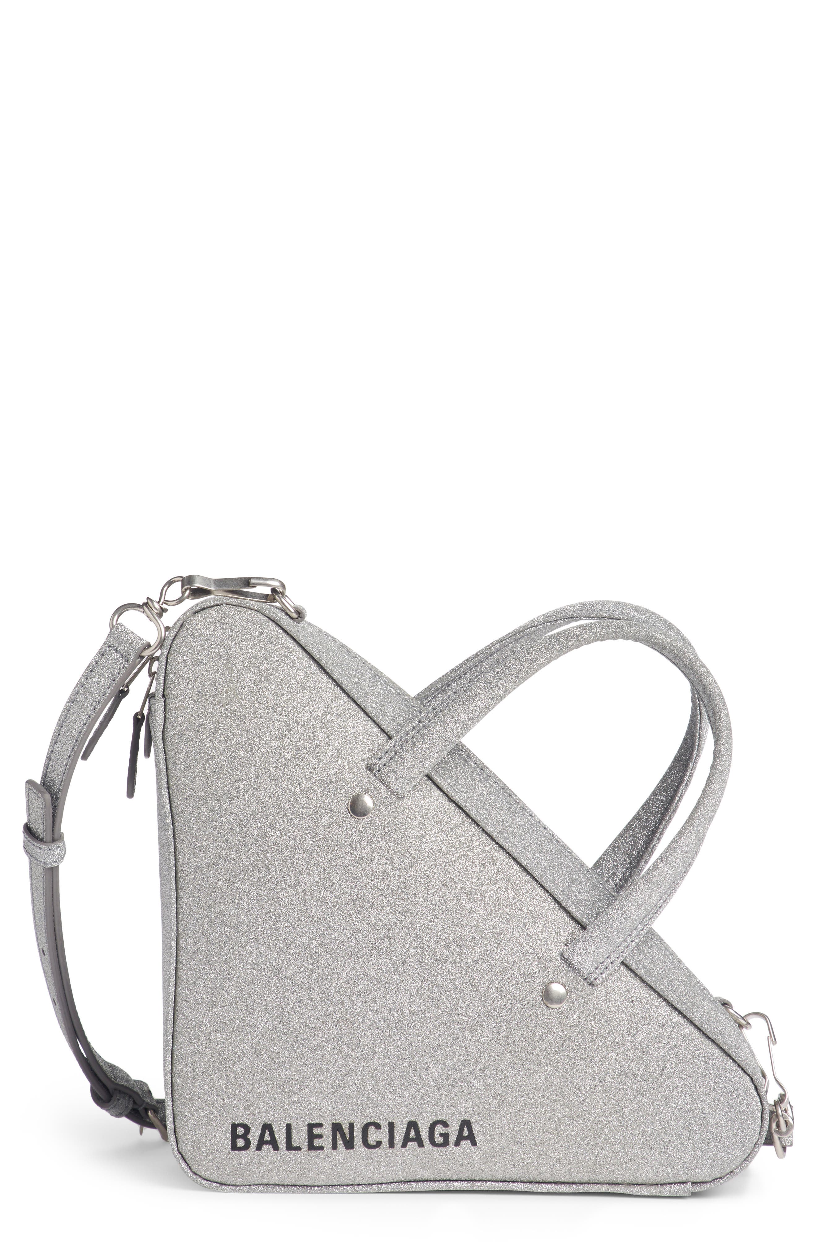 Balenciaga Extra Small Glitter Triangle Leather Bag, Main, color, 