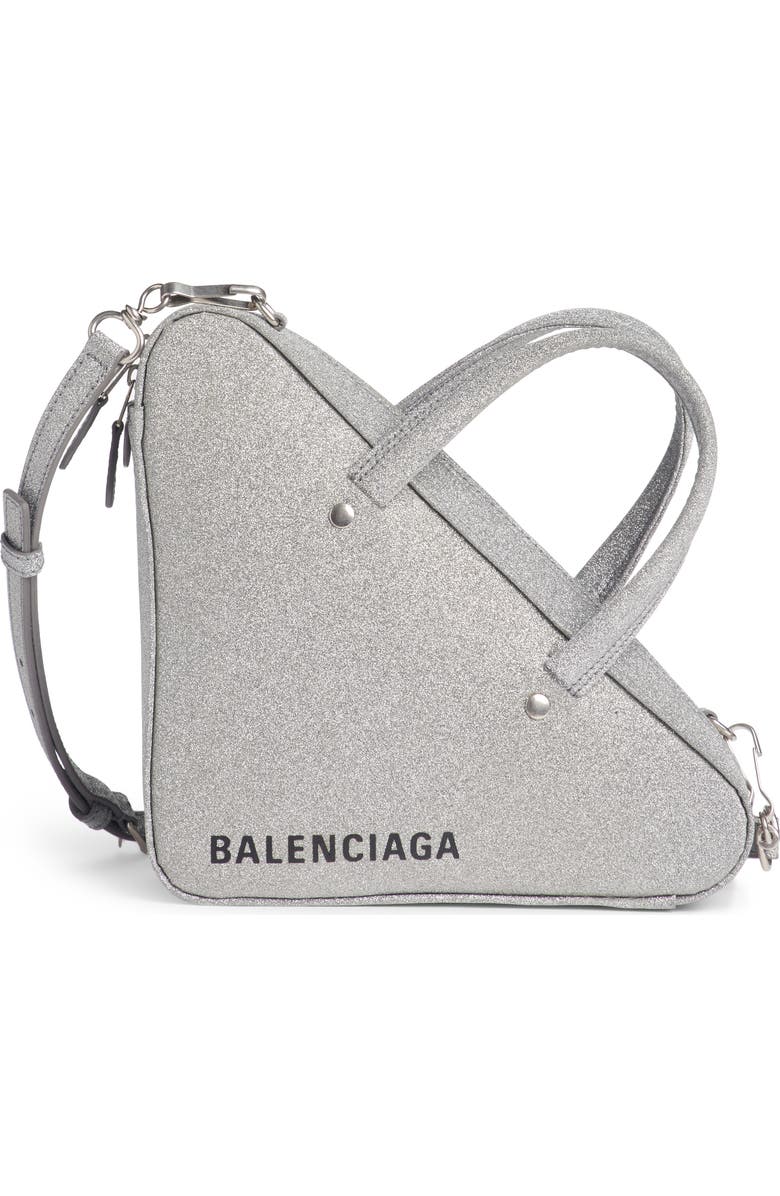 Balenciaga Extra Small Glitter Triangle Leather Bag, Main, color,