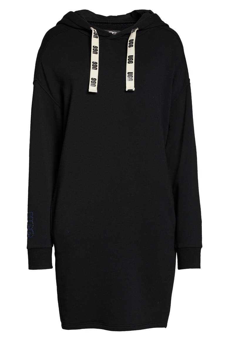 Aderlyn Fleece Lounge Hoodie Dress, Alternate, color, BLACK