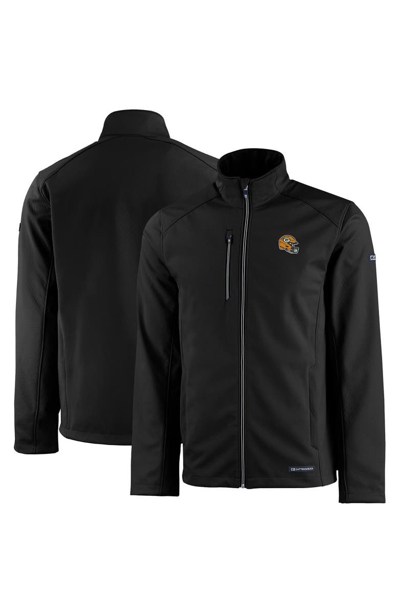 Cutter & Buck Men's Cutter & Buck Black Green Bay Packers Evoke Eco Softshell Recycled Full-Zip Jacket, Alternate, color, Black