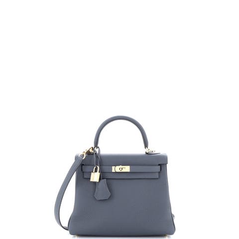 Kelly Handbag Grey Togo with Permabrass Hardware 25