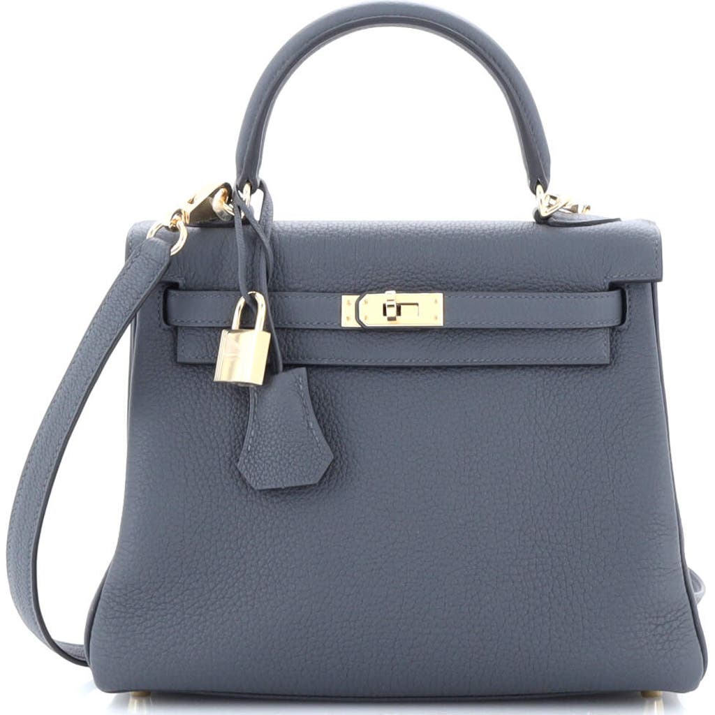 Pre-owned Hermes Hermes Kelly Handbag Grey Togo With Permabrass Hardware 25 In Gray