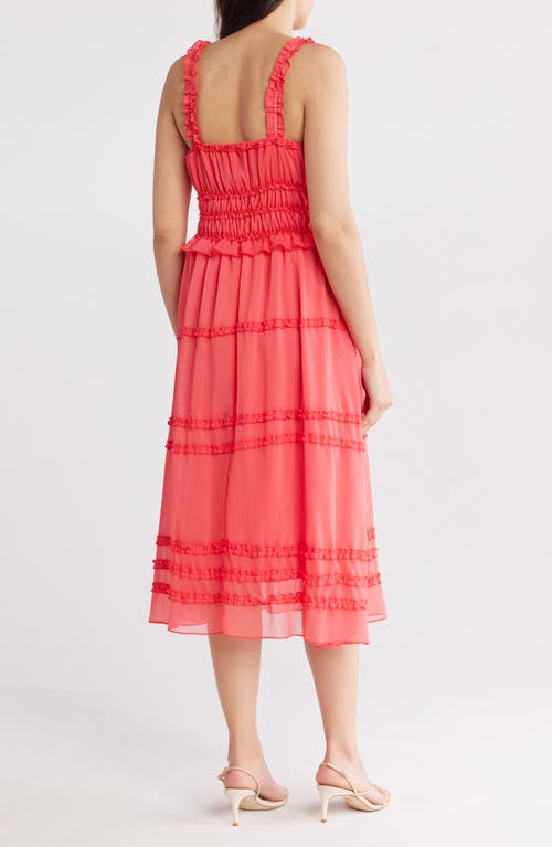 Wishlist Ruffle Tiered Midi Sundress In Rose Of Sharon