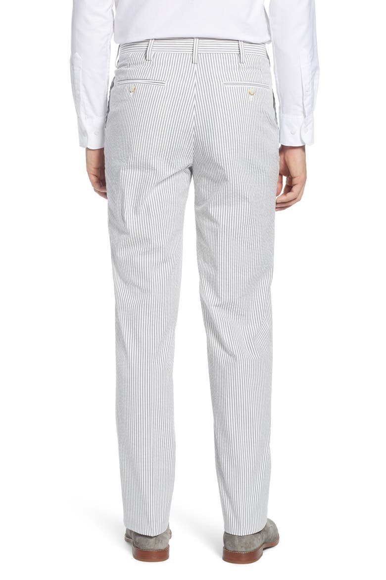 Flat Front Stripe Cotton Seersucker Pants, Alternate, color, GREY