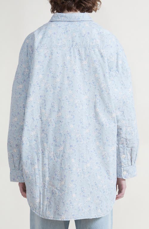 Denimist Floral Print Cotton Shirt Jacket In Blue