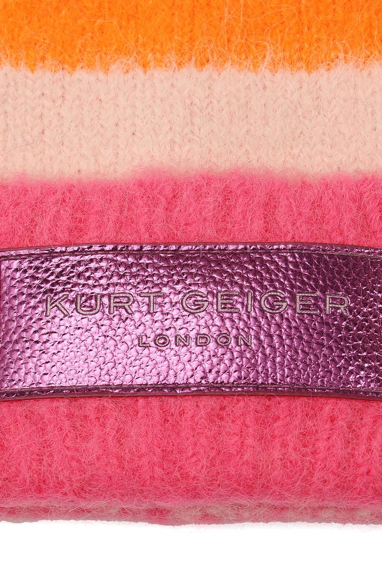 Kurt Geiger London Stripe Fuzzy Beanie, Alternate, color, Classic Rainbow