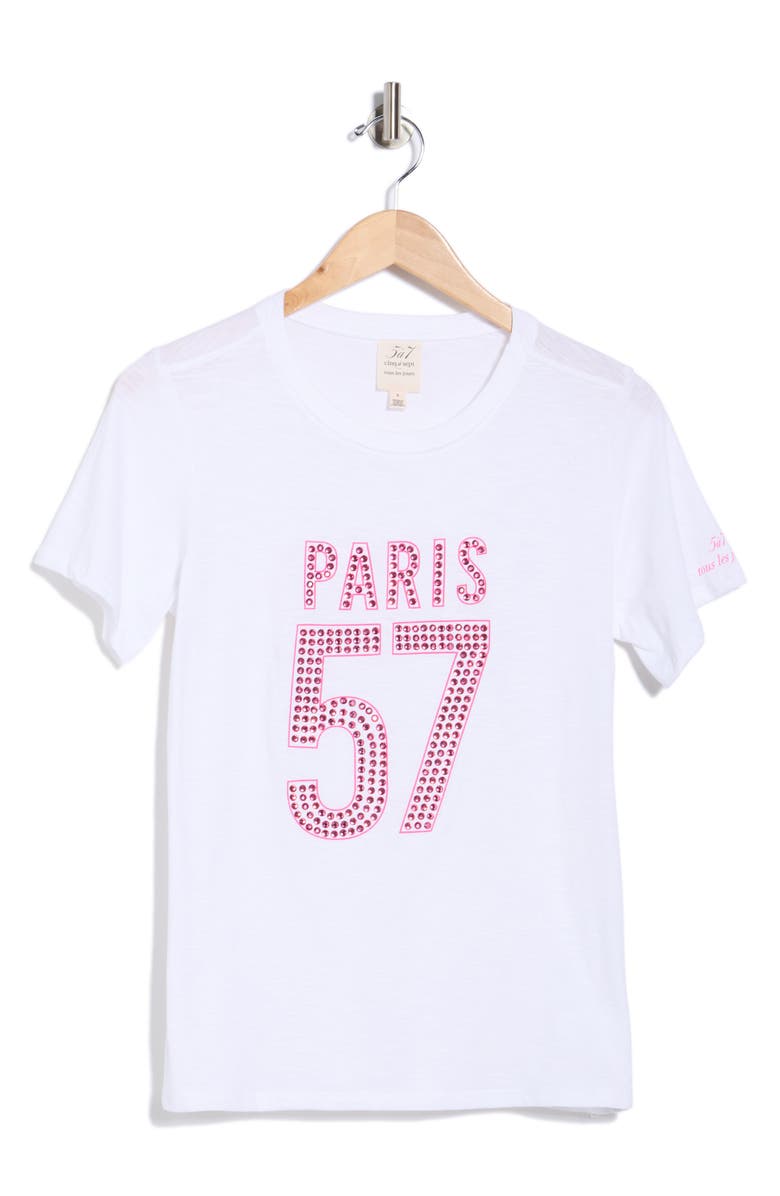 Cinq à Sept Paris 57 Graphic T-Shirt, Alternate, color, White/ Hot Magenta