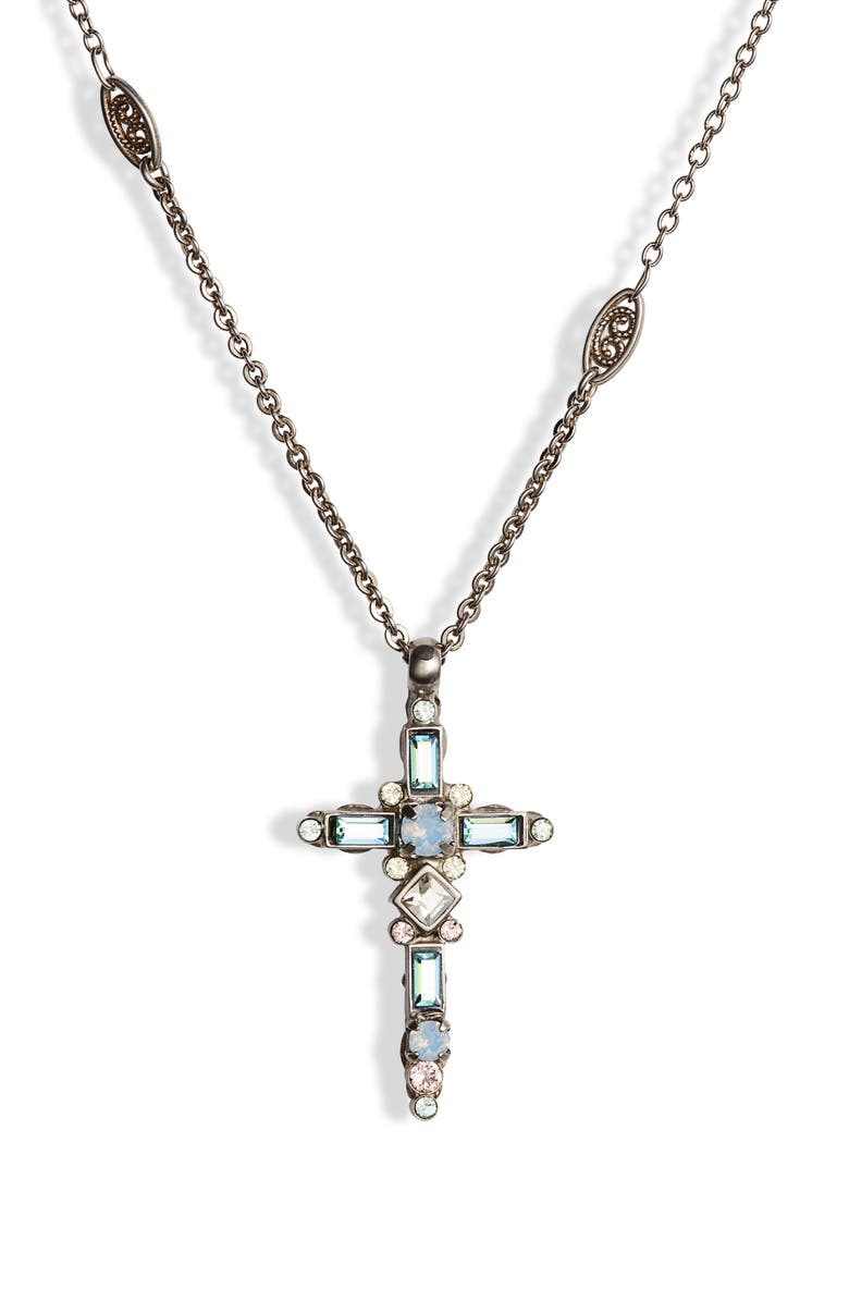 Sorrelli Sliding Cross Pendant Necklace, Main, color,