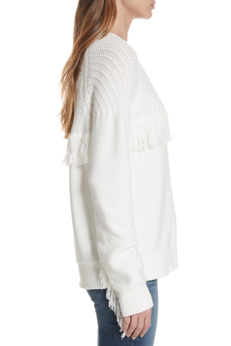 Fringe Crewneck Sweater, Alternate, color, OFF WHITE