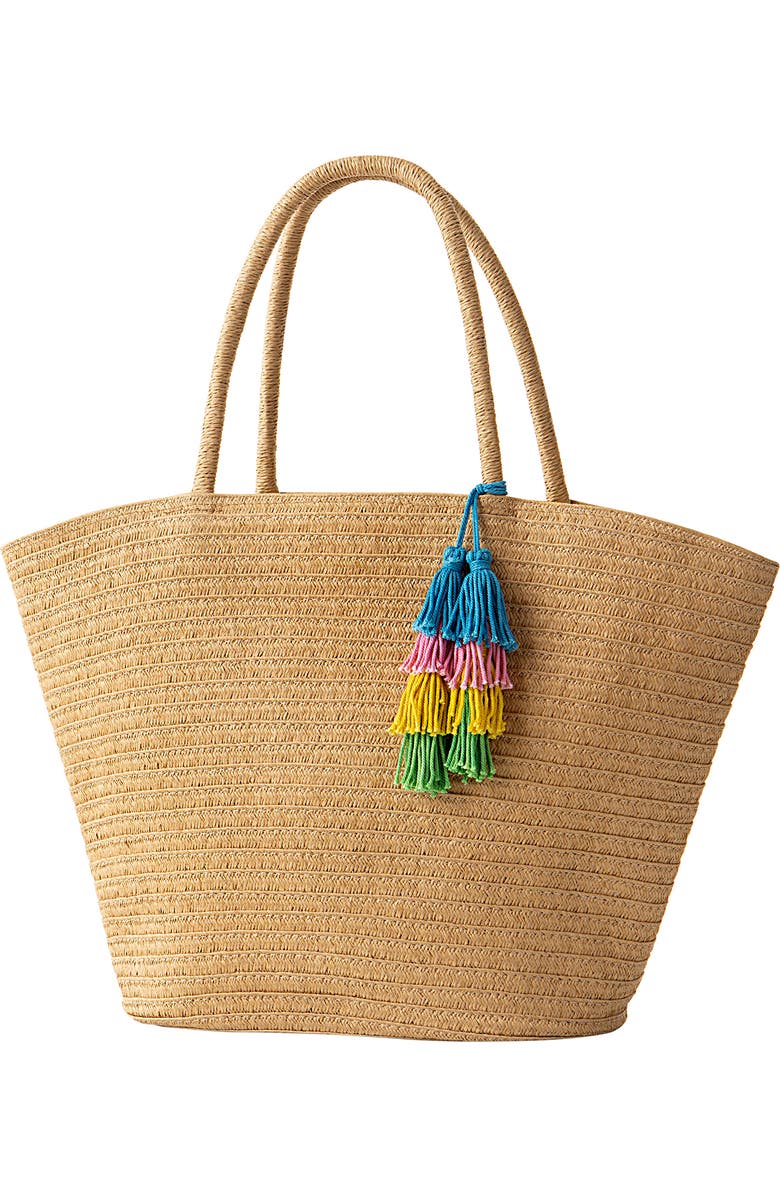 Cathy's Concepts Monogram Straw Tote, Main, color,