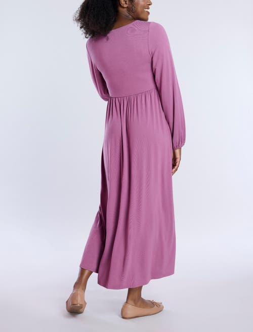 Motherhood Maternity Long Sleeve Empire Waist Maxi Dress In Grape Nectar