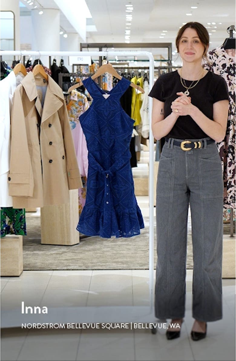 Braylee Lace Eyelet Belted Sleeveless Minidress, sales video thumbnail