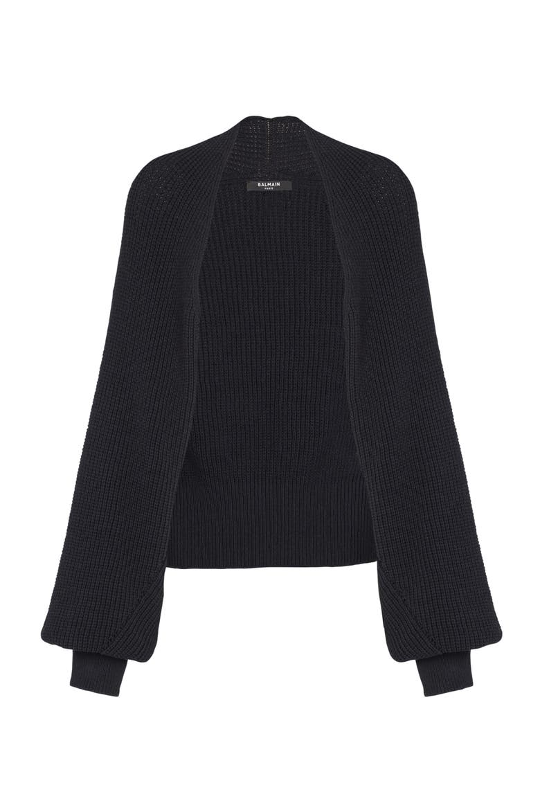 Ribbed knit bolero cardigan, Main, color, black
