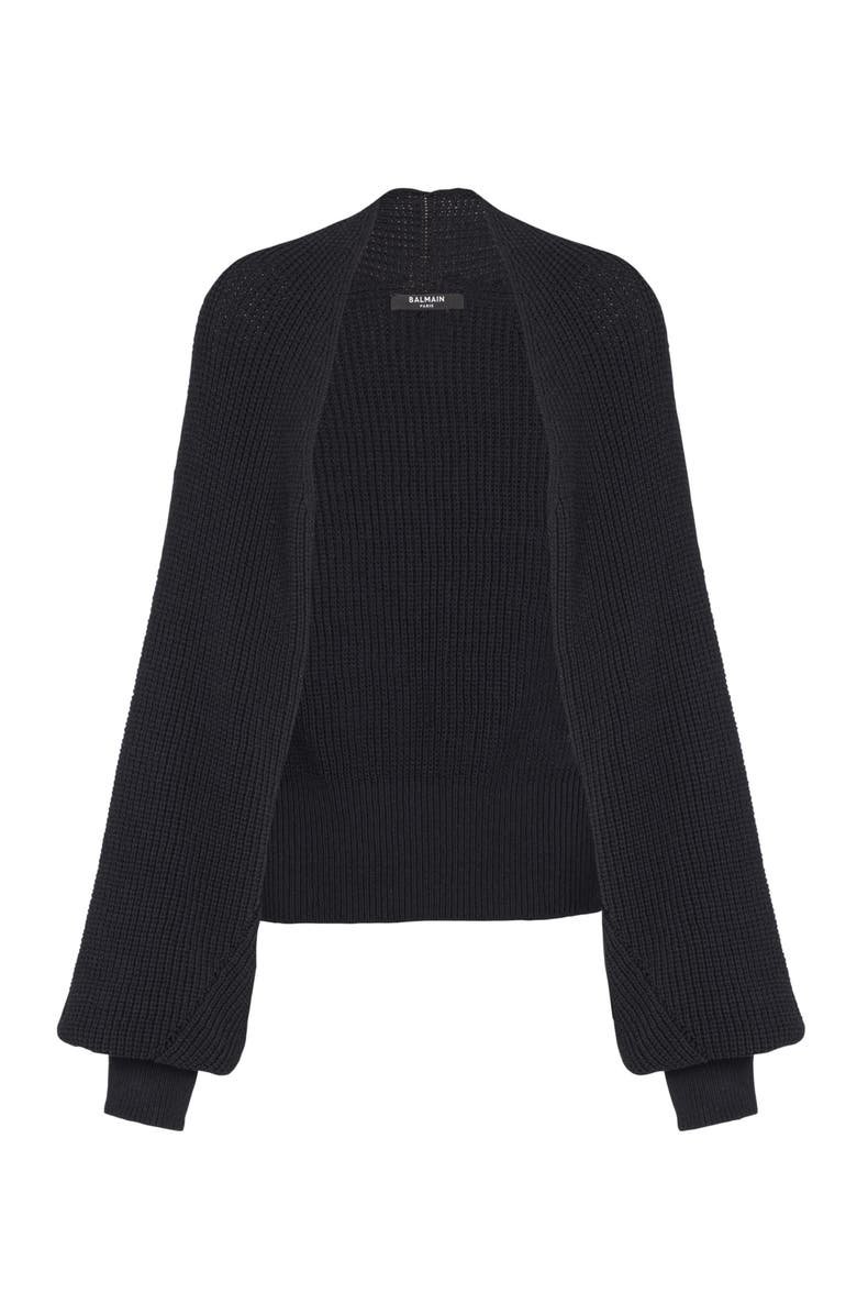 Balmain Ribbed knit bolero cardigan, Main, color, Black