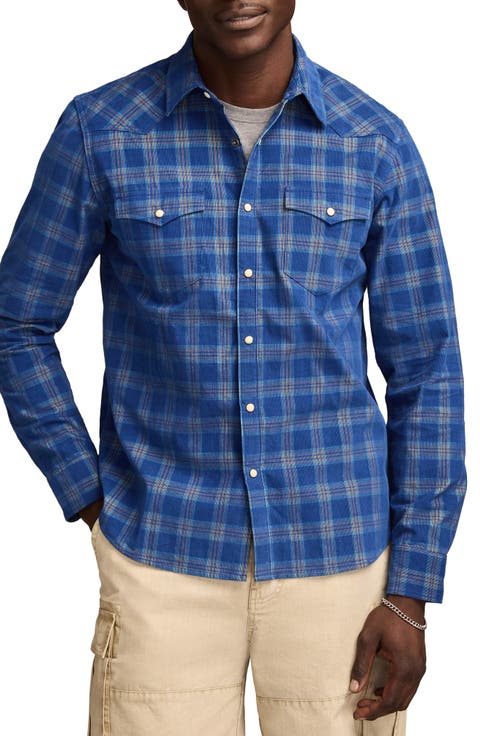 Plaid Long Sleeve Corduroy Western Shirt