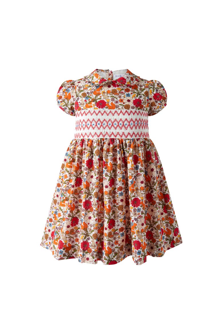 Woodland Floral Smocked Dress, Main, color, Orange