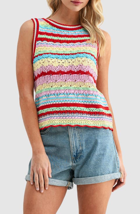 Stripe Sleeveless Knit Top