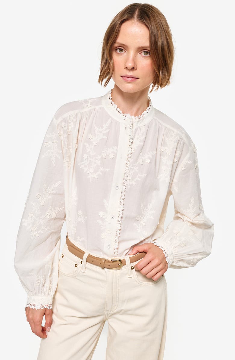 CAMI NYC Palmyra Embroidered Front Button Top, Alternate, color, 