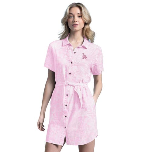 Margaritaville Pink Los Angeles Dodgers Palm Linen Dress In Pink
