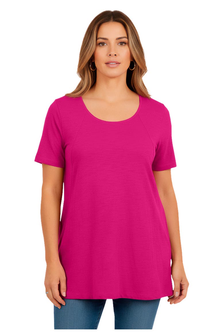 Scoopneck Short Sleeve Pocket Tunic, Main, color, VIVID PINK
