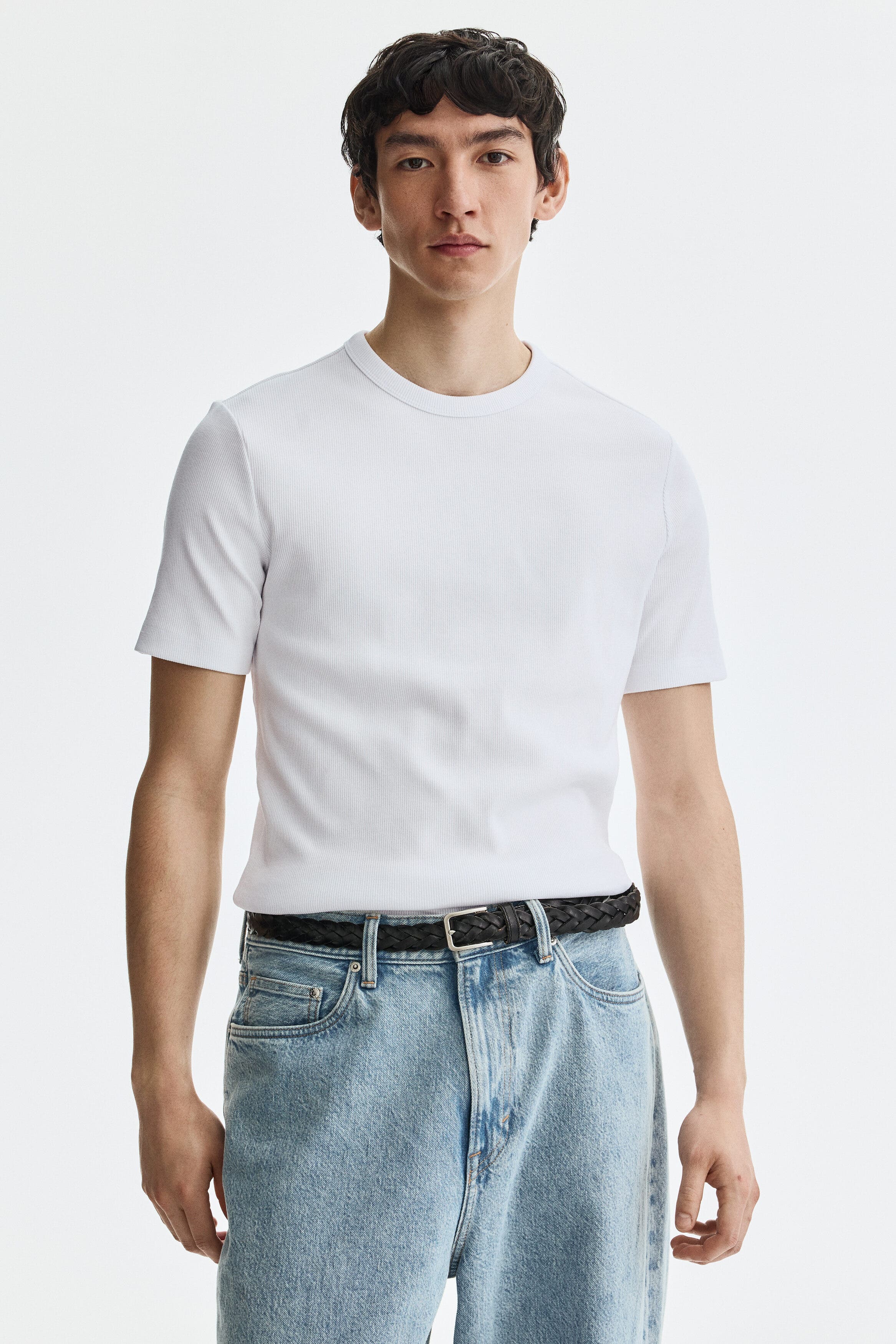 Slim Fit Ribbed T-shirt - image 4