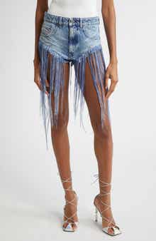 DIESEL® De-Jizz Fringe Hem Denim Shorts