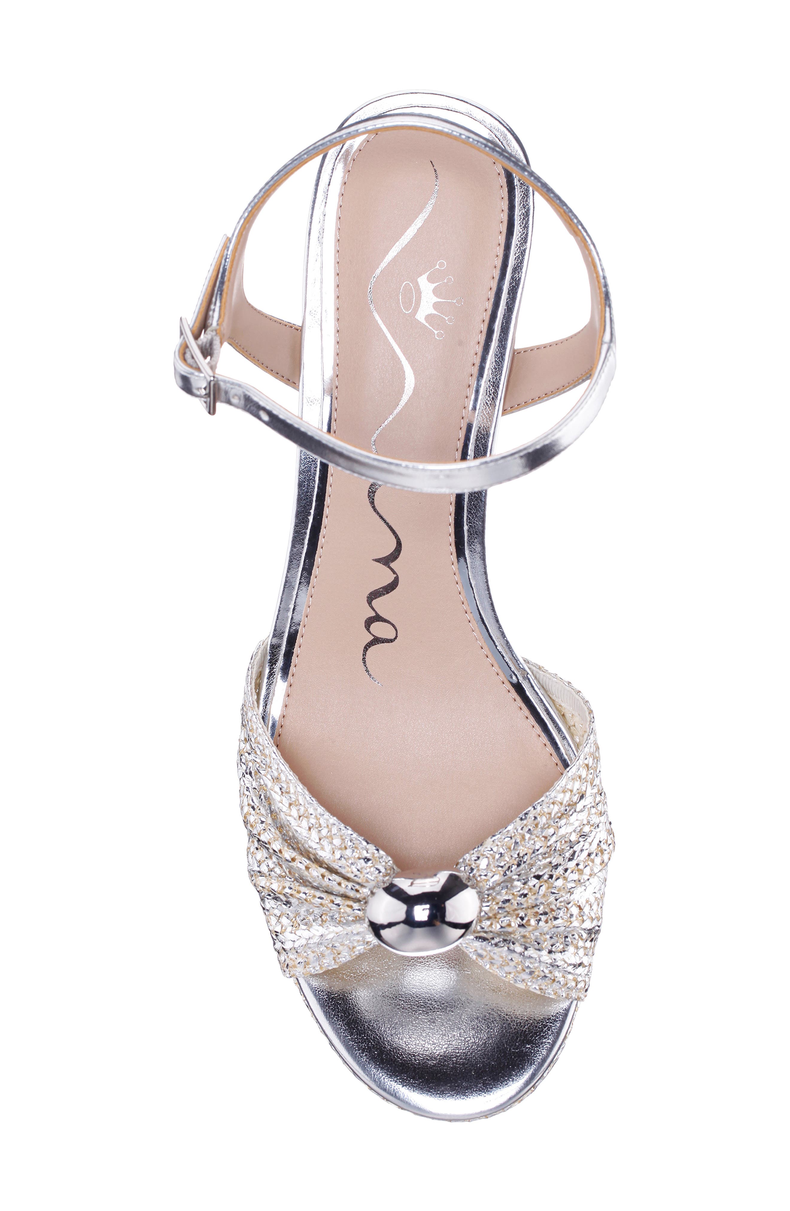 Nina Metallic Block Heel Platform Sandal, Alternate, color, Silver