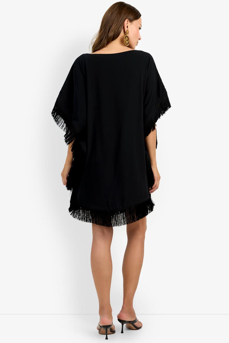 Mini Neena Fringe Dress, Alternate, color, Black