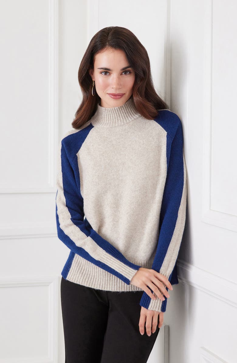 Karen Kane Colorblock Mock Neck Sweater, Alternate, color,