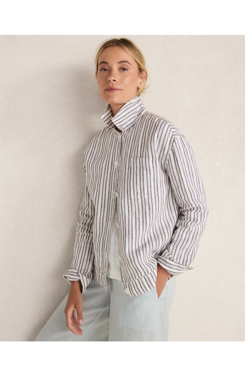 Haven Well Within Everweave Linen Stripe Boxy Jacket, Main, color, Woven Multi Stripe Coffee