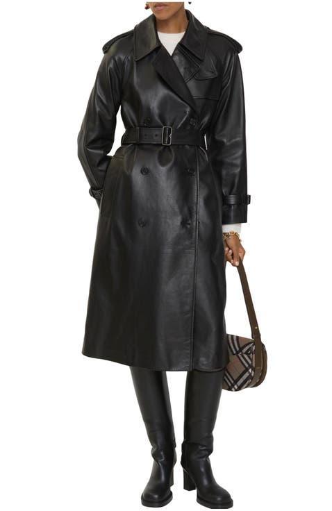 Long Leather Castleford Trench Coat