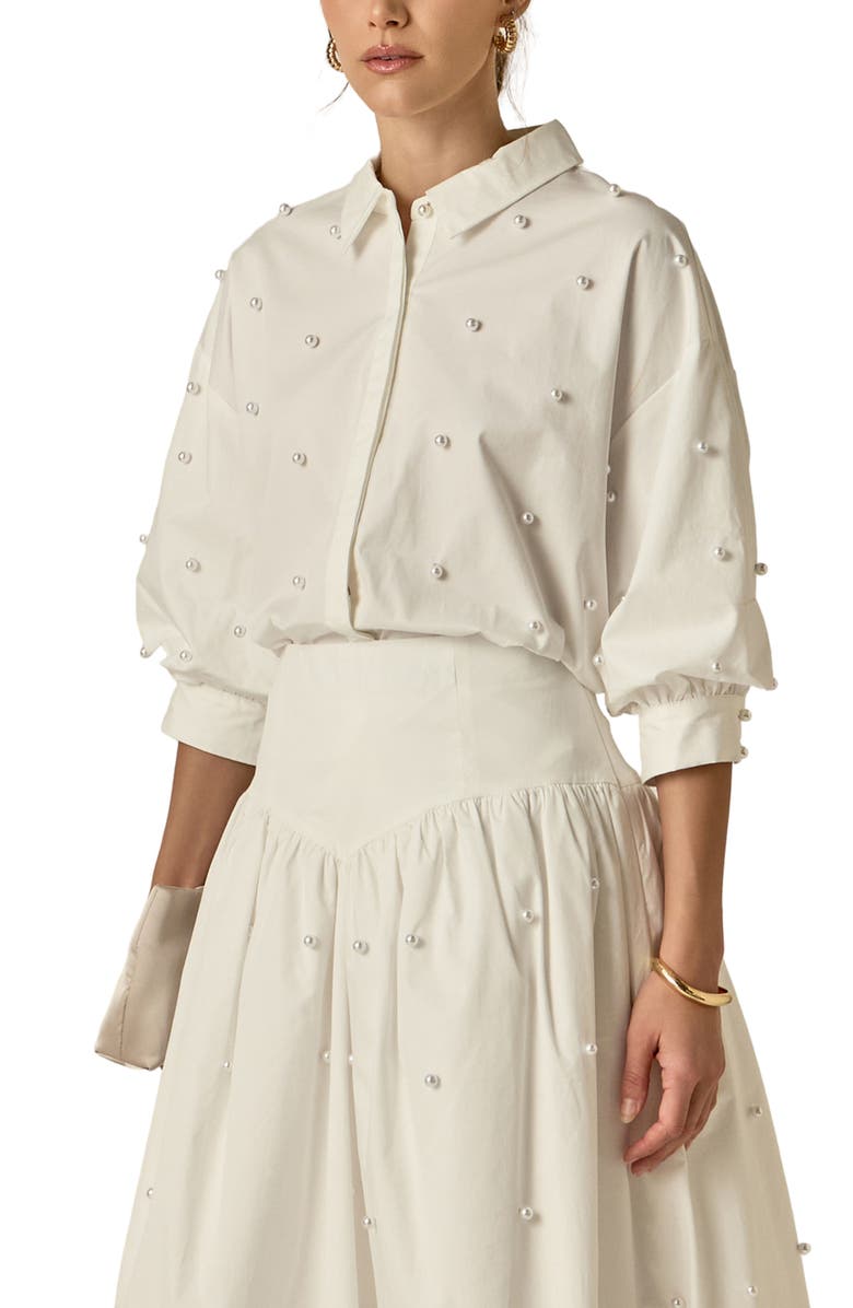 English Factory Pearly Shirt, Alternate, color, White