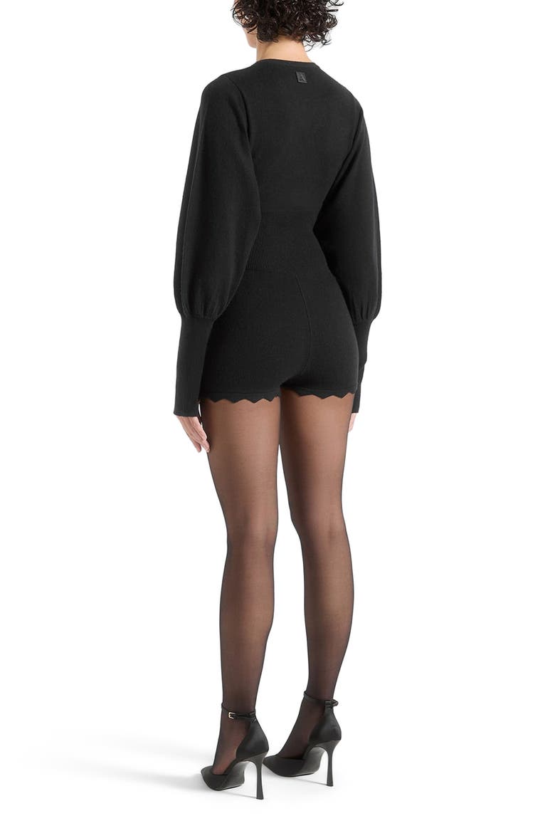 Michele Knitted Scallop Hem Playsuit, Alternate, color, Black