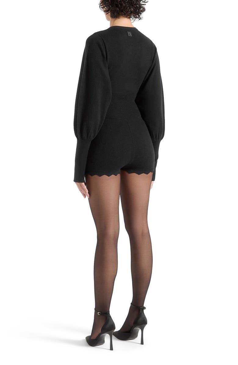 Manière De Voir Michele Knitted Scallop Hem Playsuit, Alternate, color, Black