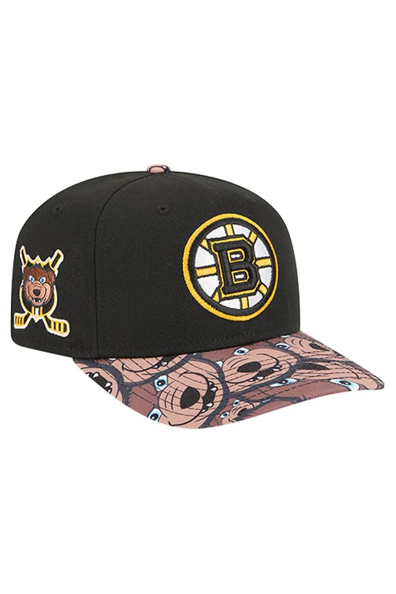 Men's New Era Black Boston Bruins Mascot Visor 9SEVENTY Adjustable Hat, Main, color, Black
