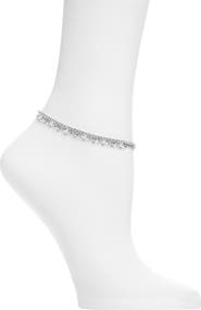 NORDSTROM RACK Double Layer CZ & Faux Pearl Anklet