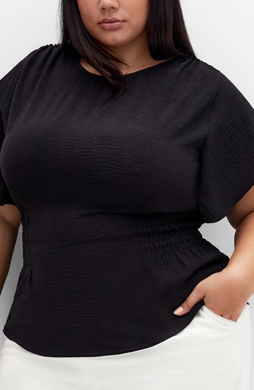 City Chic Cara Peplum Satin Top In Black