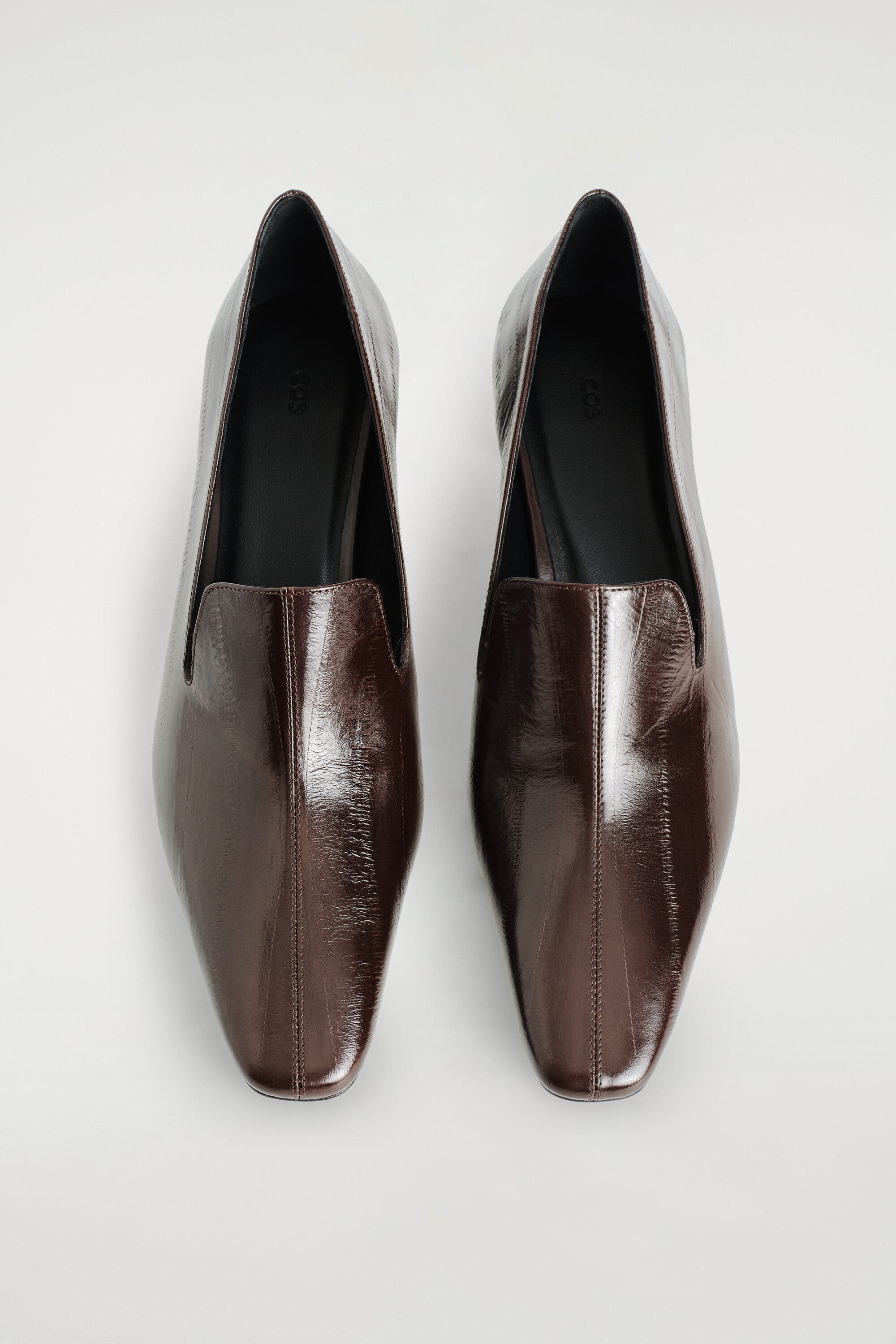Angular Leather Heeled Loafers, Alternate, color, BROWN / EEL EFFECT