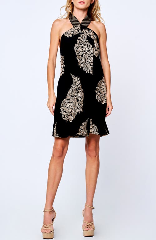 Ciebon Varella Embroidered Halter Dress