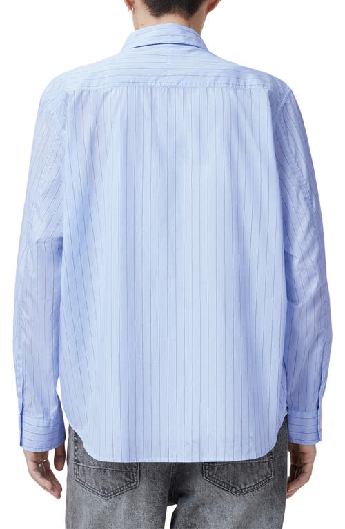 Allsaints Marcel Stripe Long Sleeve Button-up Shirt In Willow Blue