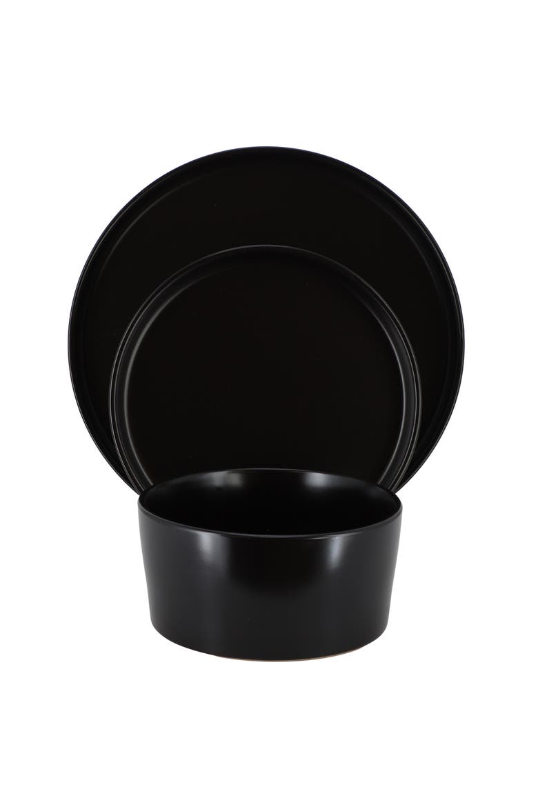 Josh 18 Piece Stoneware Dinnerware Set, Alternate, color, Black