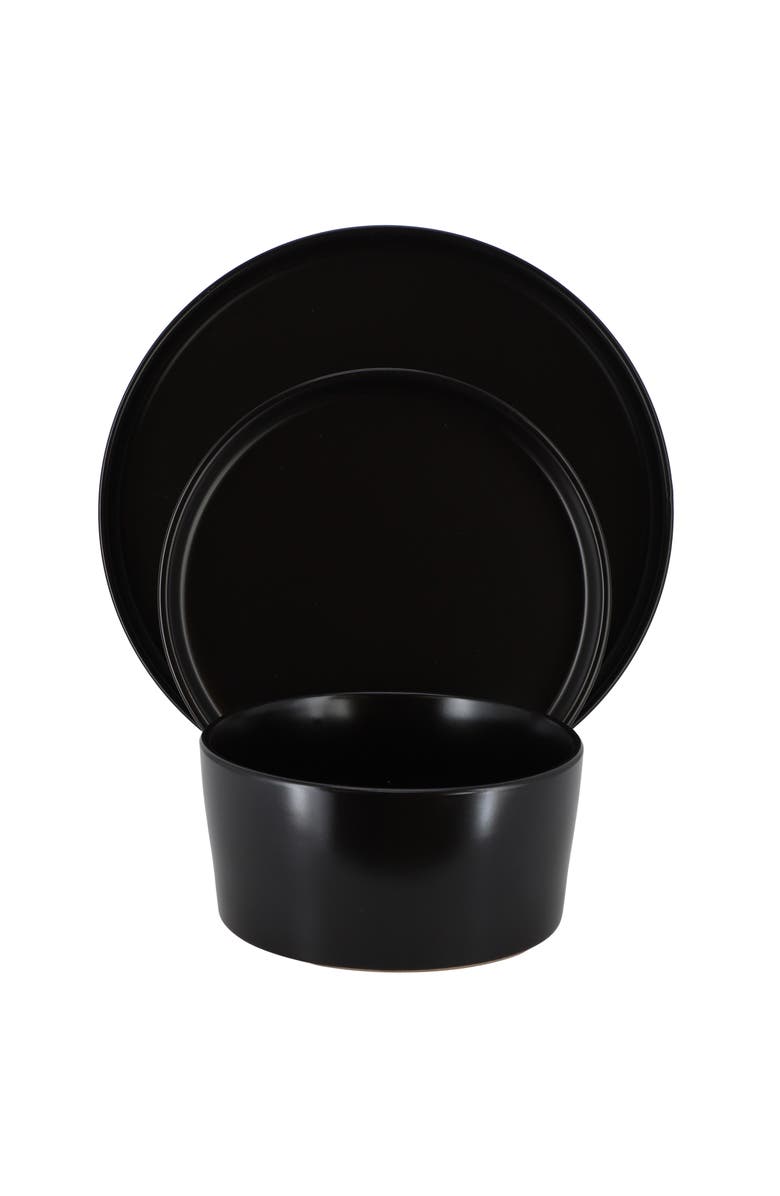 Elama Josh 18 Piece Stoneware Dinnerware Set, Alternate, color, Black