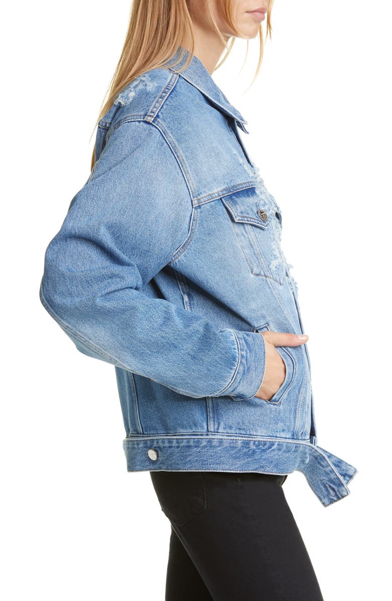 VETEMENTS Anarchy Ripped Denim Jacket, Alternate, color, 